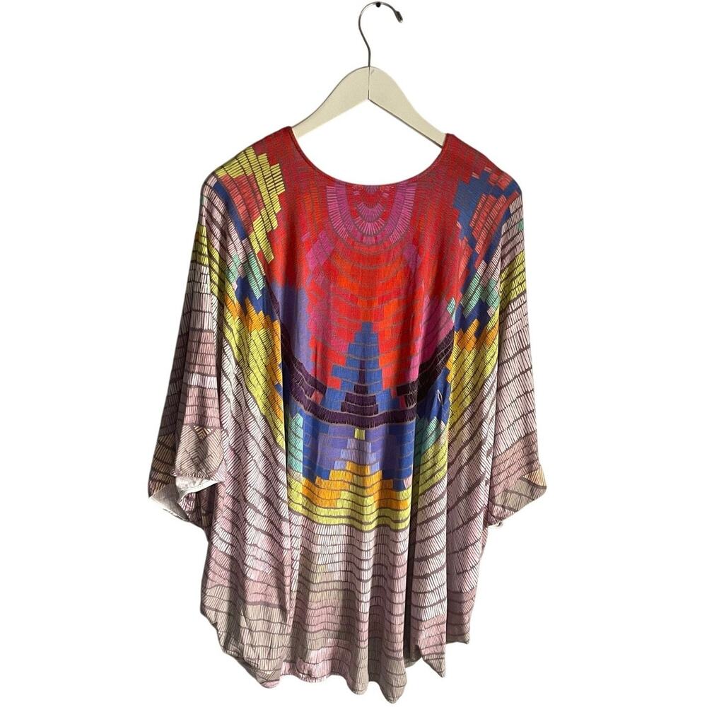 Mara Hoffman Swim Cover Up One size Boho Maximalist 48" Wide Vacation Resort - Picture 2 of 5